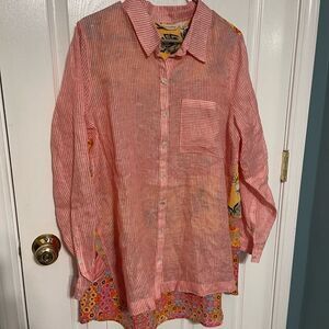 Soft Surroundings Pink Button-Up Shirt XL H2